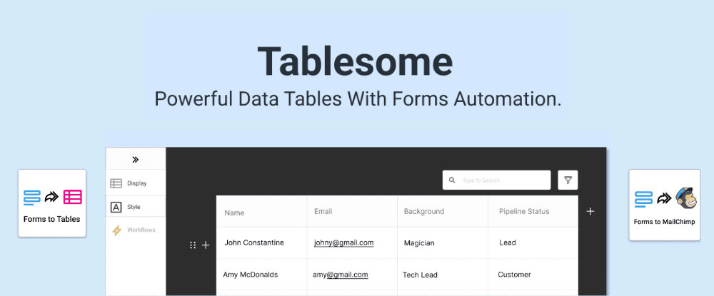 Tablesome –  WordPress Table Plugin With Form Automation