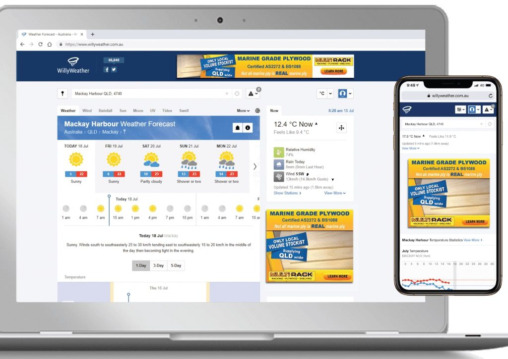 Multirack Digital Marketing Google Display Ad on Willyweather.com.au